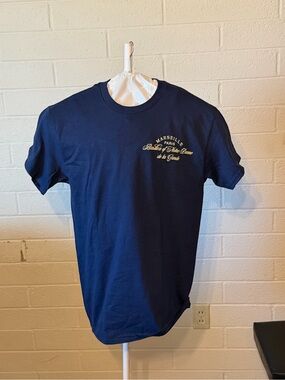 PacSun Navy Short-Sleeve Graphic Tee with Script Chest Print